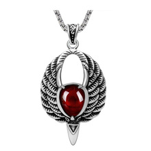 Gothic style inlaid garnet Opal sweater chain necklace pendant big bird garnet pendant Fashion natural stone pendants SALE opal 2024 - buy cheap