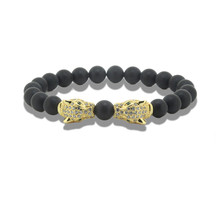 1pc Natural Men Stone Bracelets Charm Matte Onyx Beaded Leopard Bracelet for Men Fashion Jewelry 2024 - buy cheap