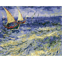 40*50cm abstract oil paintings on canvas painting by numbers framed wall pictures for living room Sant Seaview by Van Gogh DY406 2024 - buy cheap