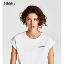 Slithice Women T-shirts White Black Short Sleeve O-neck Fashion Letter Print Casual Cotton Summer female t shirt tops tees 2024 - buy cheap