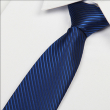Shennaiwei 2018 novo azul escuro gravata masculina 8cm senhores gravatas poliéster listrado seda casual vestido atacado lote 2024 - compre barato