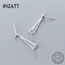 INZATT-pendientes minimalistas de Plata de Ley 925 auténtica para mujer, joyería fina, triángulo geométrico hueco, regalo 2024 - compra barato