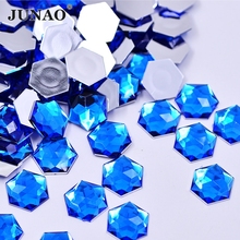 Strass azul aplique de strass 12mm com costas lisas, 300 peças apliques cristal hexagonal acrílico pedras para roupas jóias artesanato 2024 - compre barato