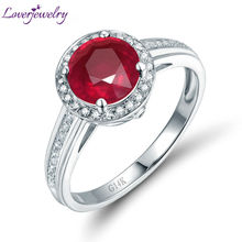 LOVERJEWELRY Real 14K White Gold Natural Round Ruby Ring Fine Jewelry for Women Anniversary or Party WU302C 2024 - buy cheap