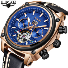 LIGE Brand Men Watches Automatic Mechanical Watch Tourbillon Sport Clock Leather Casual Business Retro Wristwatch Relojes Hombre 2024 - buy cheap