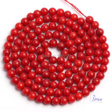 Gemas de alta calidad de 3mm, bonitas gemas rojas de Coral redondas, hebra de cuentas sueltas de 15 ", fabricación de joyas DIY w706 2024 - compra barato