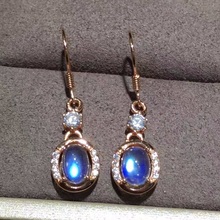 Uloveido Blue Moonstone Drop Earrings for Women, 925 Sterling Silver Wedding Jewelry, 5*7mm with Velvet Box Certificate FR162 2024 - buy cheap
