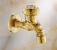 High quality luxury brass material gold plating bibcocks washing machine faucet tap garden outdoor mixer 2024 - buy cheap