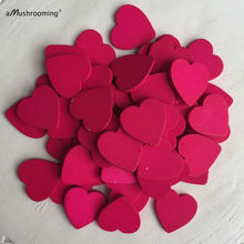 Bright Pink Wood Heart Confetti 50 Pieces.Rustic Wedding Decoration Hot Pink Valentine's Heart st valentine's day 2024 - buy cheap