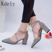 019 Women High Heels Autumn Sandalias femeninas pointed toe sandals with high heels with with female summer shoes Female sandals 2024 - buy cheap