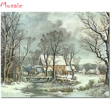 Diamond embroidered snow winter scenery 5D DIY kerstkaart  diamond painting rhinestone full diamond cross stitch decor landscape 2024 - buy cheap