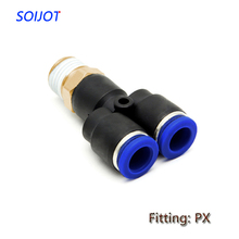 10pcs PX Pneumatic Fitting  Y Shaped Tee 10/6/8/12 OD Hose Tube  1/8" 1/4" 3/8" 1/2" BSP Male Thread 3 way Air Coupler Connector 2024 - buy cheap