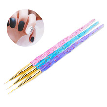 3Pcs/set Pink Blue Green Acrylic Nail Art Liner Lines Grid Stripes Brush 3D Tips Design Flower Drawing Pen Manicure Tool 2024 - buy cheap