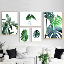Tropical Monstera Leaf Plant Nordic Posters And Prints Wall Art Canvas Painting Scandinavian Wall Pictures For Living Room Decor 2024 - buy cheap