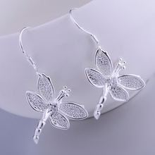 Silver Plated  earrings , Silver Plated fashion jewelry , dragonfly hollow shiny /cdsakuza dvaammha LQ-E009 2024 - buy cheap