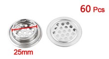 Mini escovas de ar perfuradas, 60 peças, tom de prata, aço inoxidável, malha perfurada, 25mm, preço de atacado 2024 - compre barato