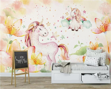 Beibehang Custom wallpaper mural Nordic minimalist dream pony unicorn children's room wall papel de parede 3d wallpaper behang 2024 - buy cheap