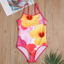 New 2019 Girls Swimsuit One Piece Floral Children's Swimwear 4-14 Years Girls Swimwear One Piece Swimming Bathing Suit G1-CZ937 2024 - buy cheap