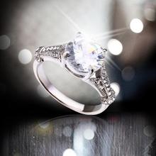 Anel de pedra com zircônia branca feminino, luxuoso, cor prata, joia para casamento, noiva, compromisso de noivado para mulheres 2024 - compre barato