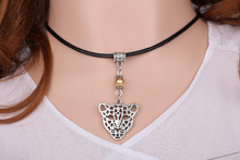 Tiger Necklace Pendant Glass Bead Charms Vintage Silver Choker Collar Leather Statement Hot For Women Jewelry DIY Gifts  A636 2024 - buy cheap