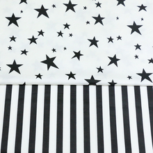 100% cotton twill cloth nordic wind white black stars stripe 1.5CM fabrics for DIY bedding cushions quilting handwork decor tela 2024 - buy cheap