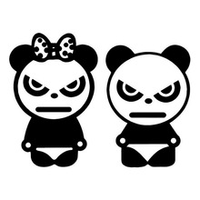 15.2*11.3CM Angry Boy Girl Pandas Car Stickers Car Body Decal Vinyl Cartoon Motorcycle Car Styling Black/Silver C9-1488 2024 - buy cheap