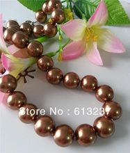 Очаровательные 14 мм Коричневые круглые бусины с искусственным жемчугом, классическое женское высококачественное ожерелье в виде цепи, ювелирные изделия 18 дюймов MY3320 2024 - купить недорого