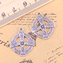 48pcs Jewelry Charms double sided circle cross 23x20mm Antique Silver Plated Pendants Making DIY Handmade Tibetan Silver Jewelry 2024 - buy cheap