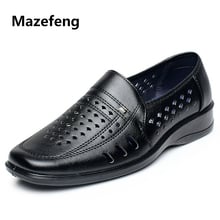 Mazefeng 2018 Fashion Summer Men Leather Casual Shoes Solid Men Hollowed Out Shoes Breathable Wear-resistant Male Shoes Slip-on 2024 - buy cheap