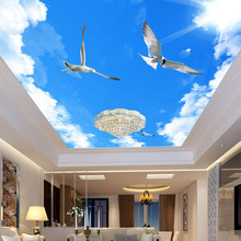 Rollo de papel tapiz para decoración del hogar, rollo de papel tapiz estéreo 3D de cielo azul, nubes blancas, pájaro para techo, sala de estar, dormitorio, Mural personalizado 2024 - compra barato