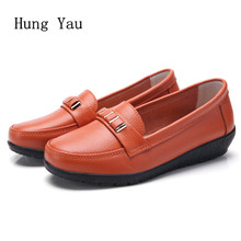 Women Shoes Flats Genuine Leather 2019 Summer Autumn Sandals Fashion Casual Woman Flat Work Slip On Walking Loafers Plus Size 2024 - buy cheap