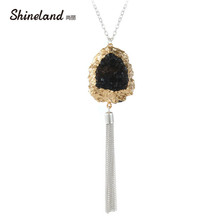 Fashion Long Chain Necklaces Gold Tassel Necklace Trendy Imitation Natural Stone Pendant Necklaces For Women Statement Jewelry 2024 - buy cheap