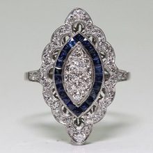 Anel de pedra azul para mulheres, romântico, casamento, noivado, cor prata, strass, joia de luxo, anel feminino 2024 - compre barato