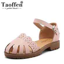 TAOFFEN Size 34-43 Retro Office Ladies Flats Sandals Ankle Strap Hollow Out Ankle Strap Flats Sandals Summer Vacation Shoes 2024 - buy cheap