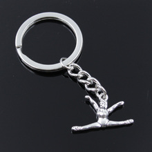 New Fashion Men 30mm Keychain DIY Metal Holder Chain Vintage Gymnastics Gymnast Sporter 22x16mm Silver Color Pendant Gift 2024 - buy cheap
