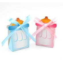 100 шт., полностью Лунная бутылочка, розовая и крафт-бумага синего цвета, конфетная коробка, вечерние подарочные коробки для крещения ребенка на день рождения, подарочные коробки 2024 - купить недорого