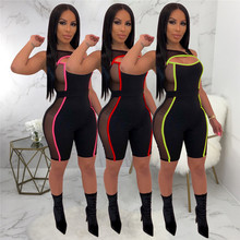 2019 New Sexy Women Sleeveless Mesh Patchwork Jumpsuit See Through Bodysuit One-piece Cut Off Hole Rompers Beach Sports Playsuit 2024 - buy cheap