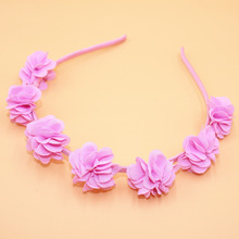 Diademas con flores de Color liso para niña, diademas con aros para el pelo, banda para el pelo, accesorios para el cabello 2024 - compra barato