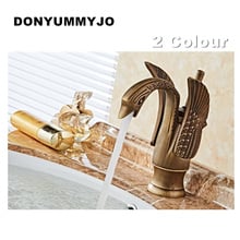 Роскошный смеситель для ванной комнаты DONYUMMYJO, латунный золотой полированный смеситель в форме лебедя с одной ручкой для горячей и холодной воды, смеситель для раковины 2024 - купить недорого