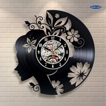 Relógio de parede com design de gravação de vinil, relógio de parede clássico, mecanismo de quartzo, relógio de parede decorativo grande para meninas 2024 - compre barato