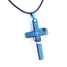 Newest hot sale stainless steel cross pendant necklace chain blue and black necklace for men Fashion jewelry 2024 - buy cheap