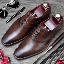Итальянский дизайнер; Мужская официальная обувь; обувь для вечеринок; свадебные оксфорды из натуральной кожи; Мужская обувь с острым носком; обувь с перфорацией типа «броги» на плоской подошве; SS410 2024 - купить недорого