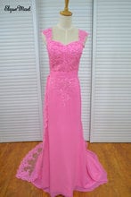 VInoprom Cap Sleeves Fuchsia Fuchsia Applques Ladies Evening Dresses Beaded Prom Gown 2024 - buy cheap