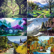 5d diamante artesanato pintura casa paisagem diy diamante bordado natural paisagem presente arte da parede decoração 2024 - compre barato