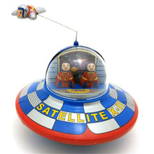 Juguetes de estaño de barco espacial Retro para adultos y niños, juguete de estaño de satélite clásico, con mecanismo de relojería, regalo de colección 2024 - compra barato