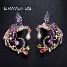 Bravekiss brincos de cristal colorido do vintage brinco animal studs para presentes femininos phoenix brinco zircon acessórios bue0194 2024 - compre barato