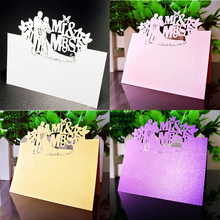 50pcs Laser Cut MR & MRS Table Name Place Card Favor Guest Message Setting Invite Card Wedding Event Party Birthday Decorations 2024 - buy cheap