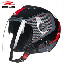 ZEUS ZS202FB Daul Lens Motorcycle Helmet 3/4 Open Face Motorbike Safety scooter Helmet inner sunglasses 2024 - buy cheap