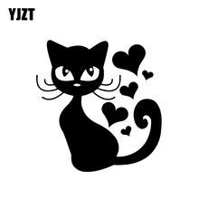 YJZT-pegatinas de gato y gatito para coche, calcomanía de vinilo romántico de Animal lindo, C10-02358 de plata y negro, 14,7 CM x 15,4 CM 2024 - compra barato