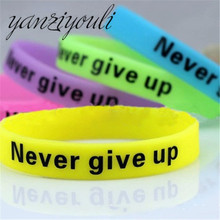 5pcs/set New Fashion Men Women Unisex Silicone Rubber Bracelet Never Give Up Print Glow in the Dark Sport Wristband Lou0018 2024 - buy cheap